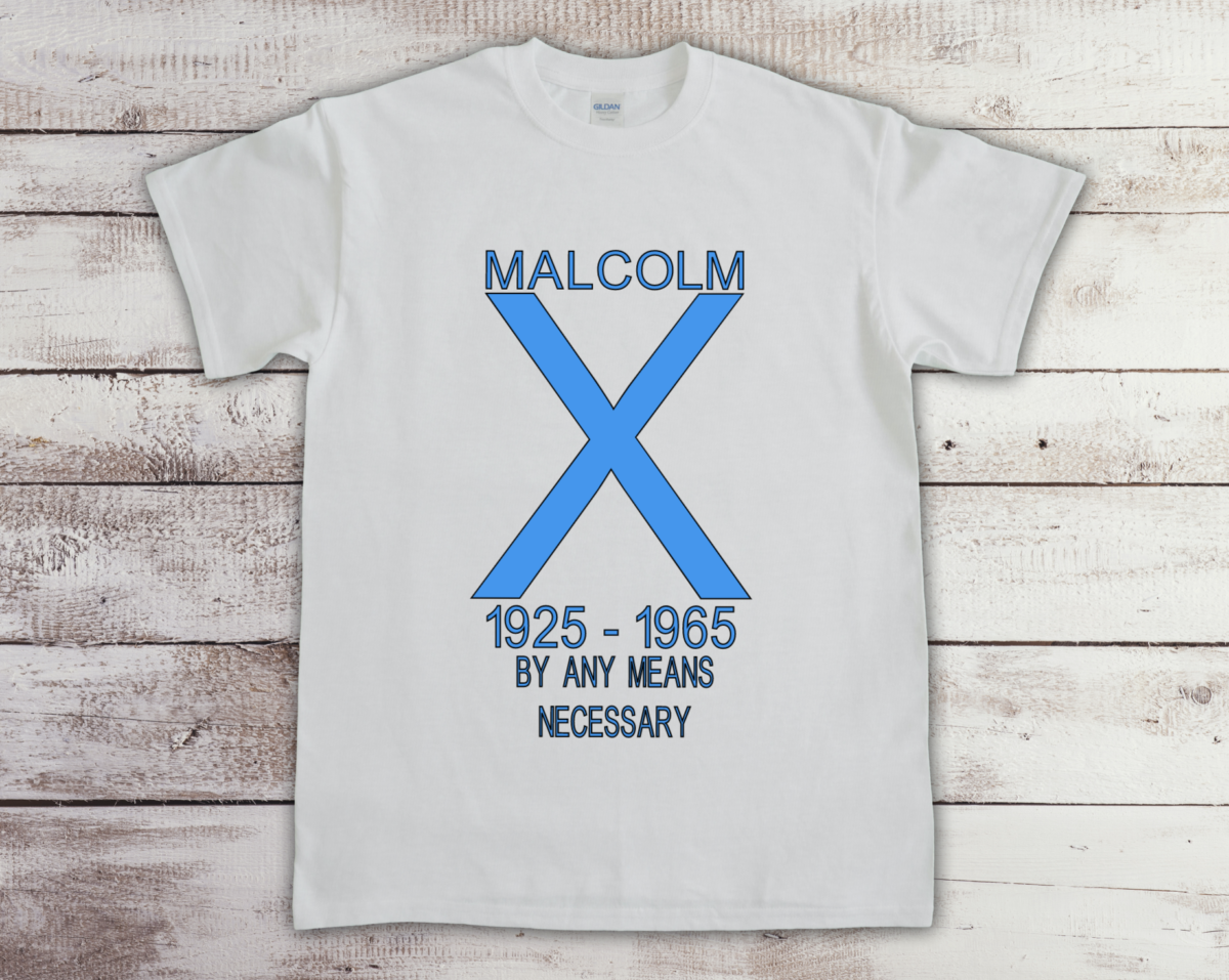 Malcolm X t-shirt sky blue