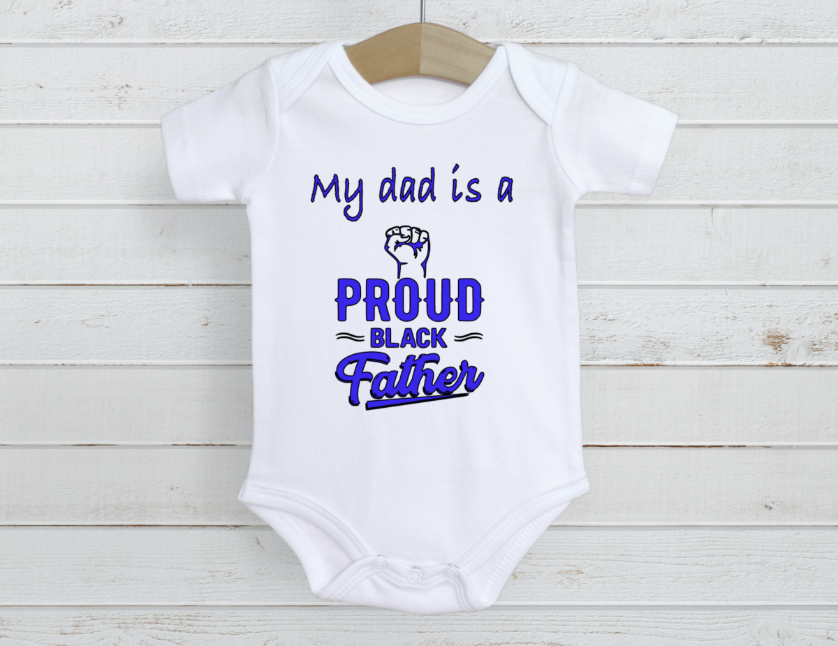 My dad is a proud black father onesie royal blue