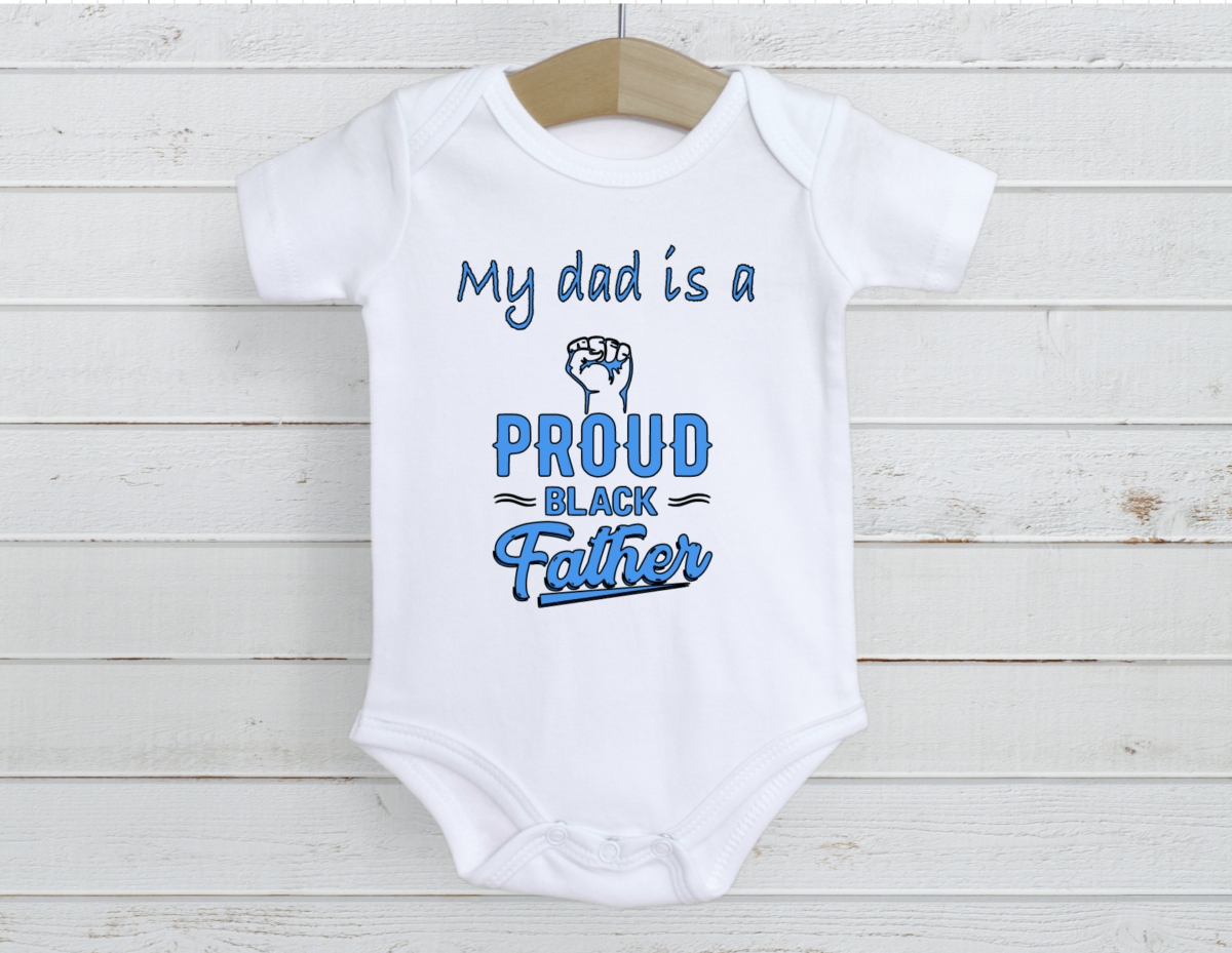 My dad is a proud black father onesie sky blue